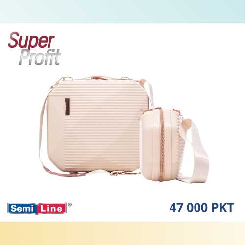 ZESTAW KOSMETYCZKA I TOREBKA BEŻOWY 